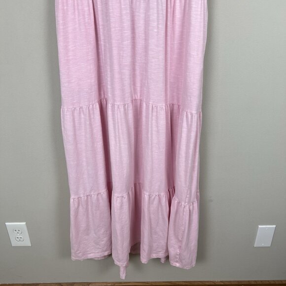 Old Navy Midi Dress Womens XL Tall Pink Tiered Slub-Knit Cami Swing Strappy Back - Picture 7 of 10